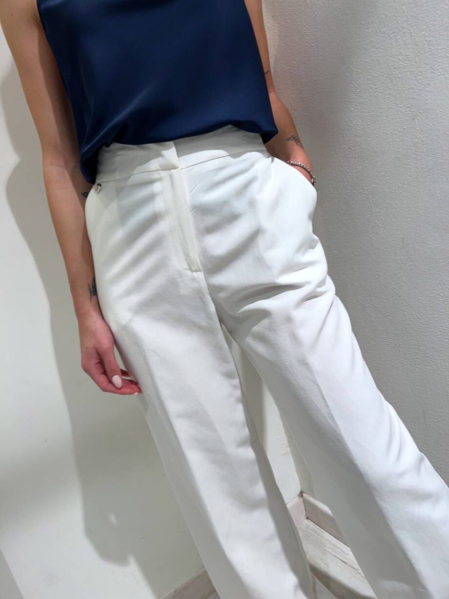 Shop Online Pantalone palazzo bianco in lino Kontatto