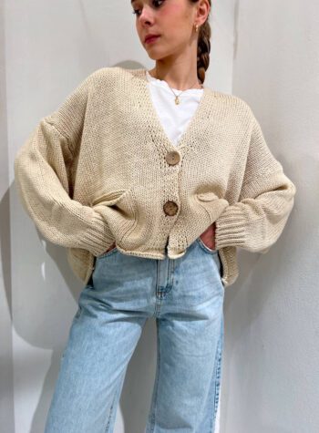 Shop Online Cardigan corto in maglia beige HaveOne