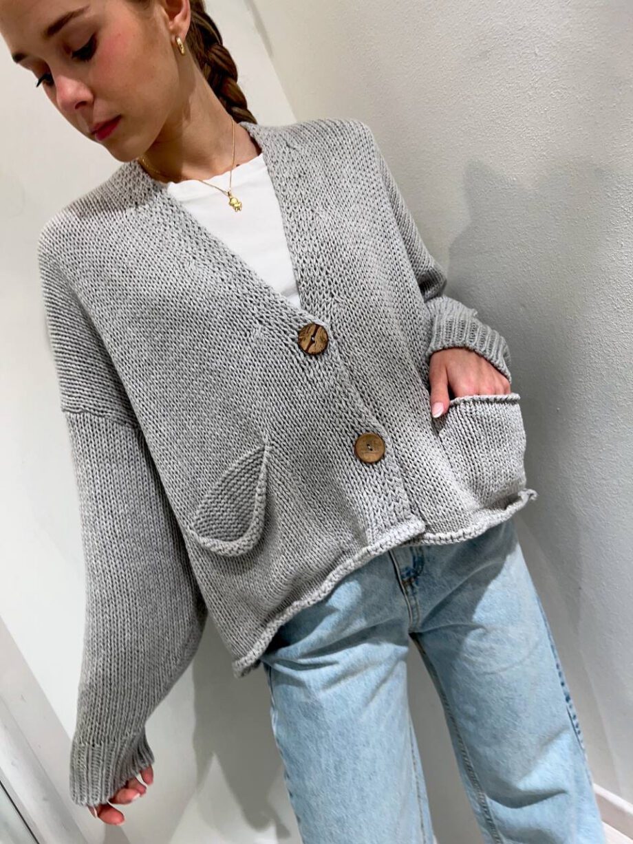 Shop Online Cardigan corto in maglia grigio HaveOne