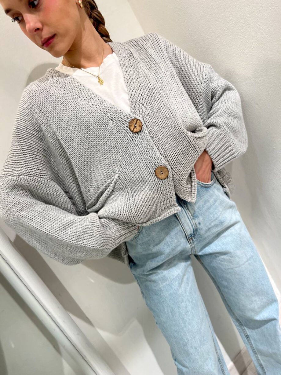 Shop Online Cardigan corto in maglia grigio HaveOne