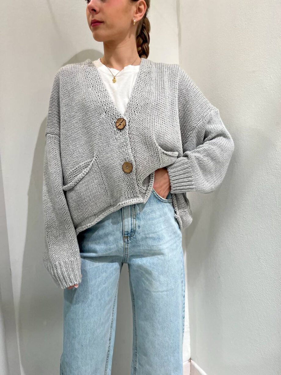 Shop Online Cardigan corto in maglia grigio HaveOne
