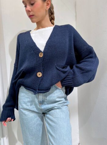 Shop Online Cardigan corto in maglia blu HaveOne