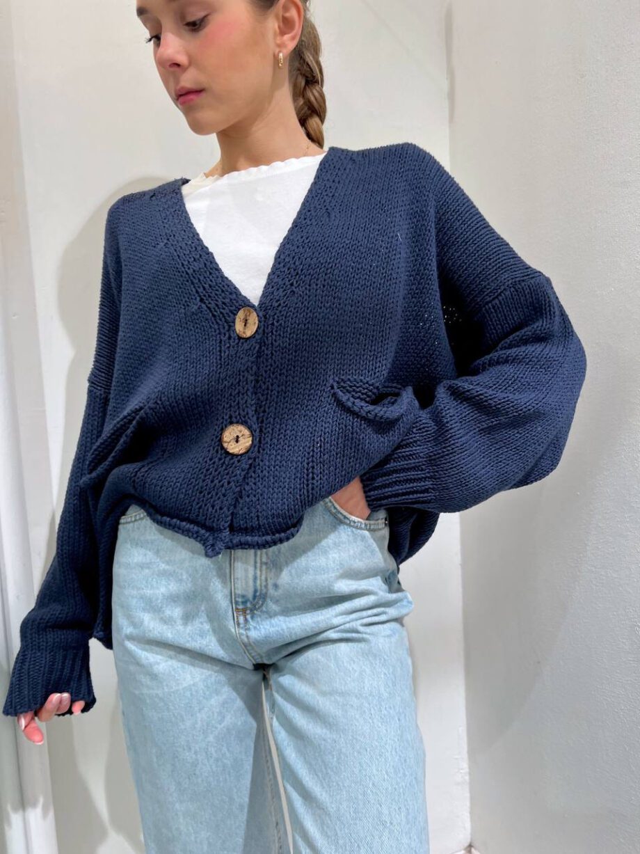 Shop Online Cardigan corto in maglia blu HaveOne