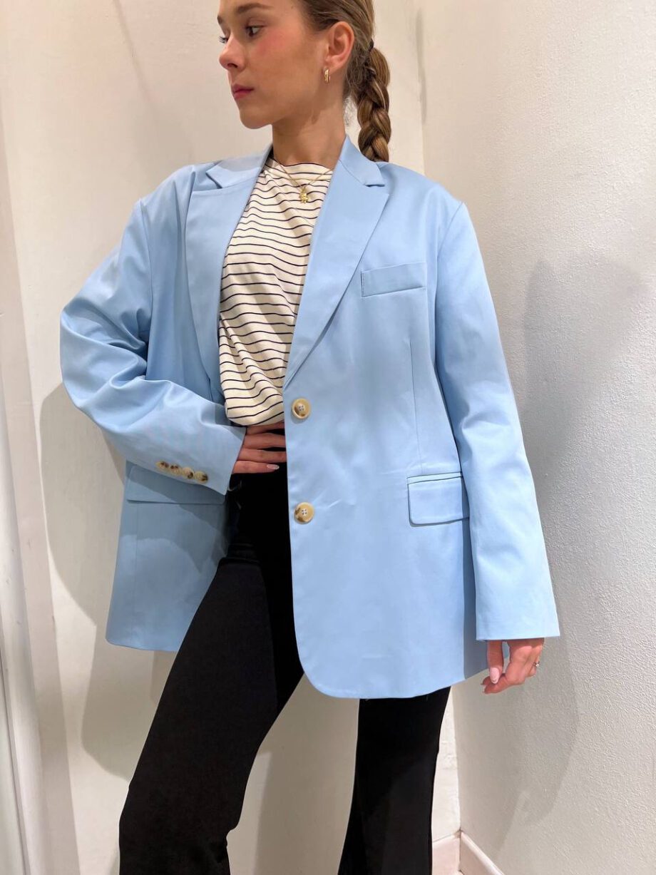 Shop Online Blazer oversize azzurro in cotone Vicolo