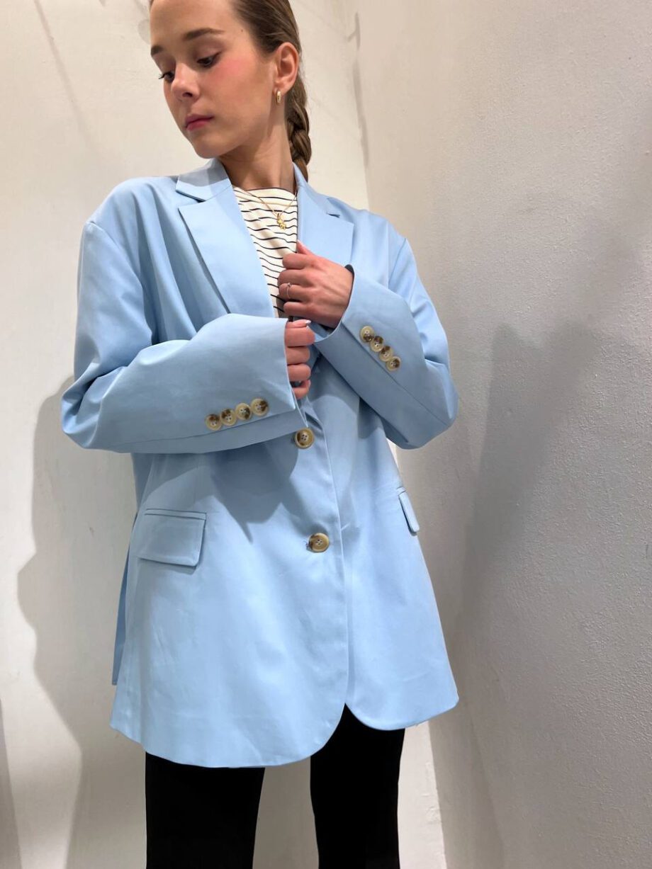 Shop Online Blazer oversize azzurro in cotone Vicolo