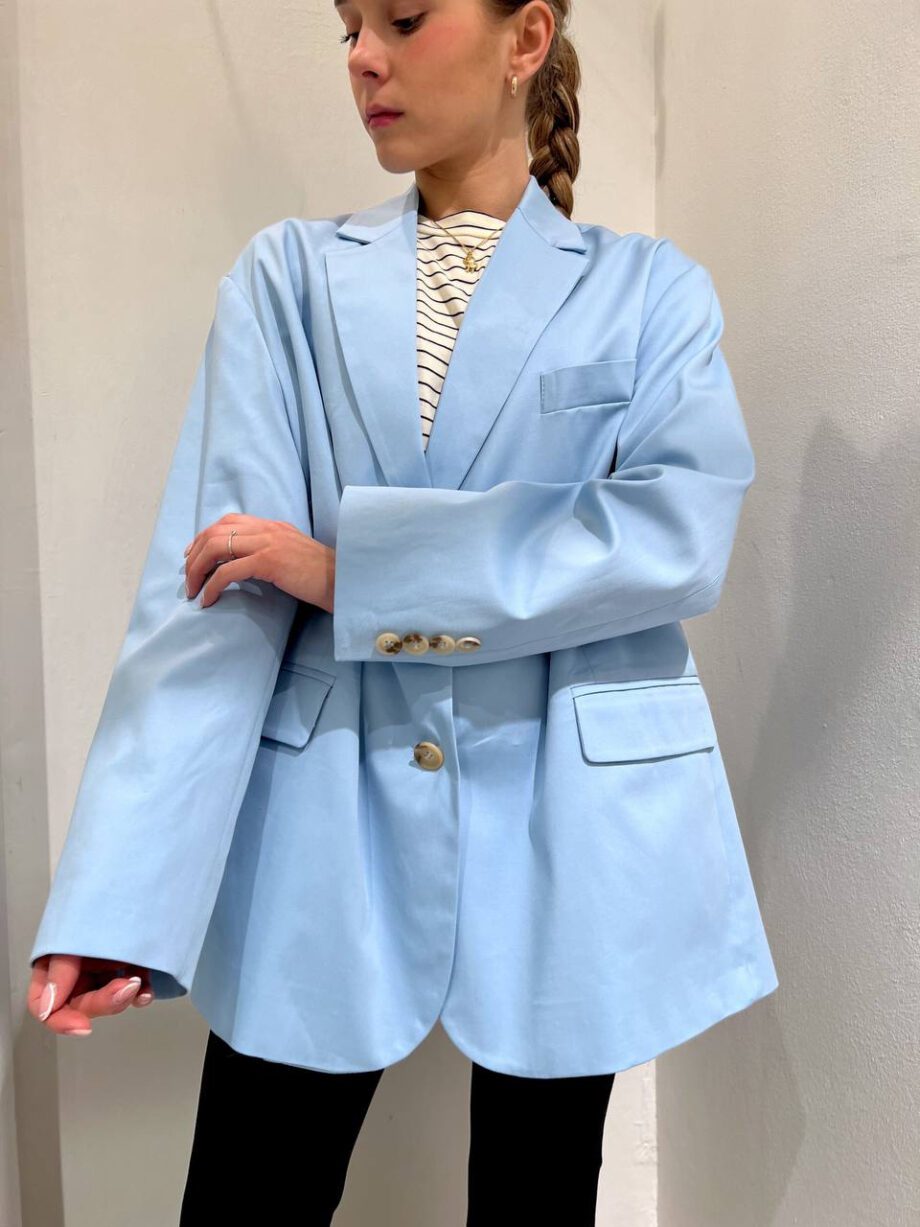 Shop Online Blazer oversize azzurro in cotone Vicolo