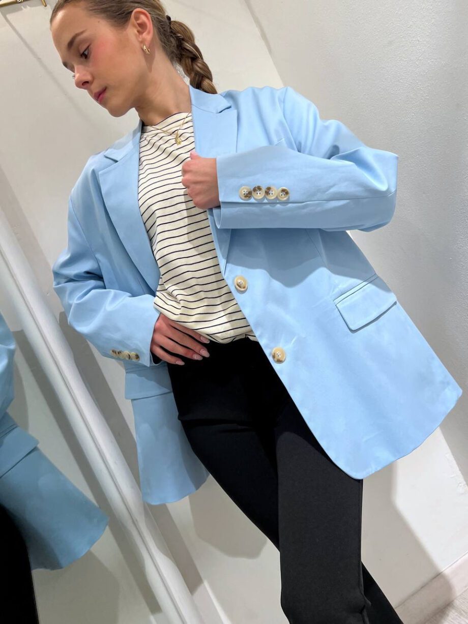 Shop Online Blazer oversize azzurro in cotone Vicolo