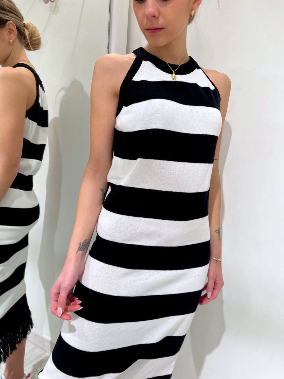 Shop Online Vestito in maglia a righe bianche e nere Vicolo