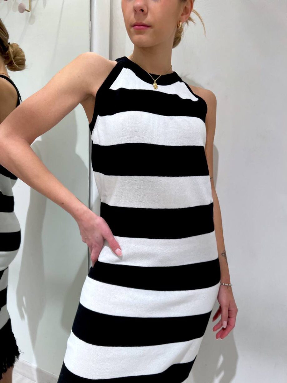 Shop Online Vestito in maglia a righe bianche e nere Vicolo