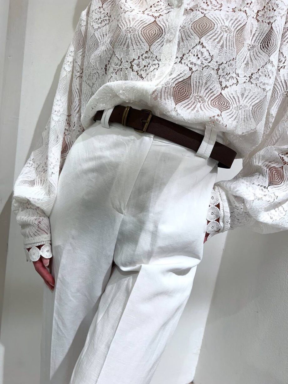 Shop Online Pantalone palazzo bianco con cintura HaveOne