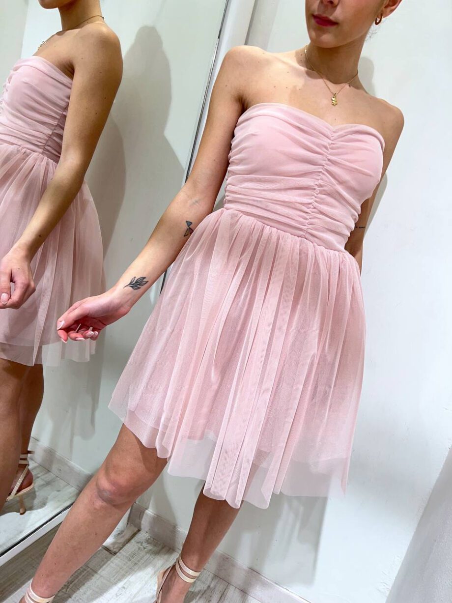 Shop Online Vestito corto in tulle rosa cipria HaveOne