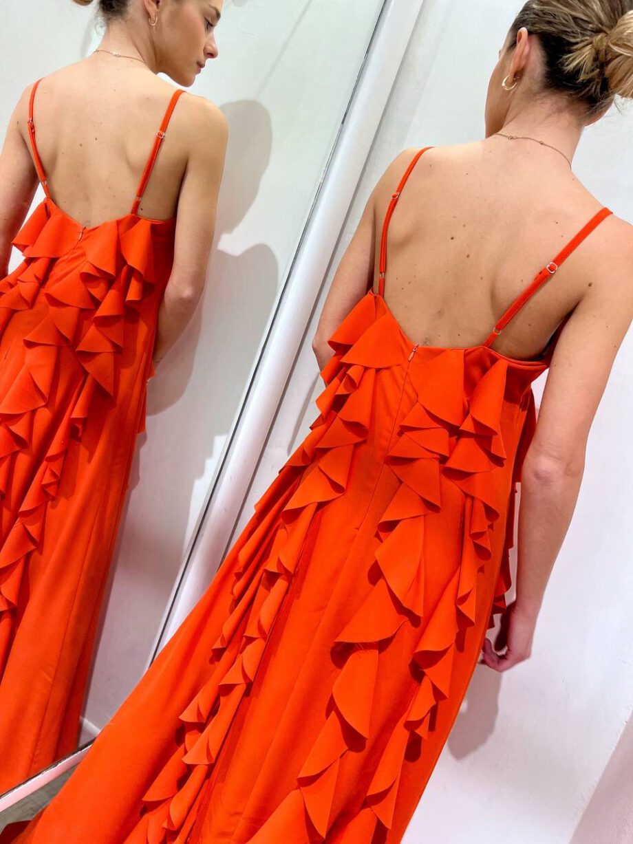 Shop Online Vestito lungo corallo con rouches HaveOne