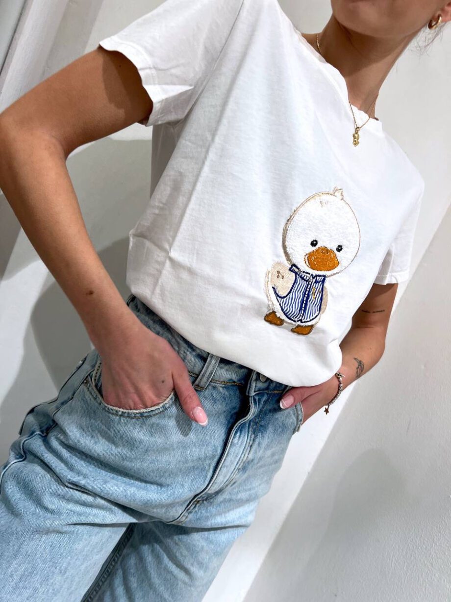 Shop Online T-shirt bianca con patch papera Vicolo