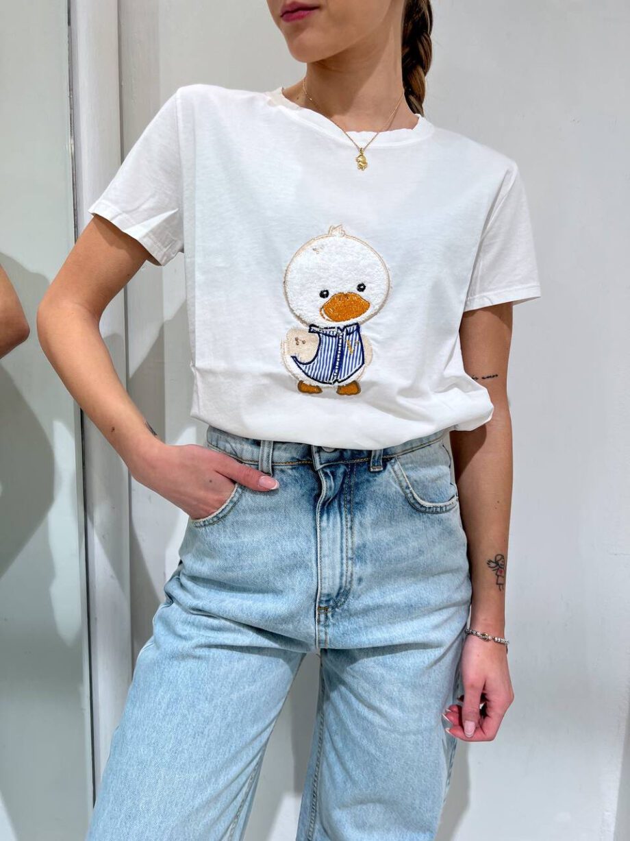 Shop Online T-shirt bianca con patch papera Vicolo