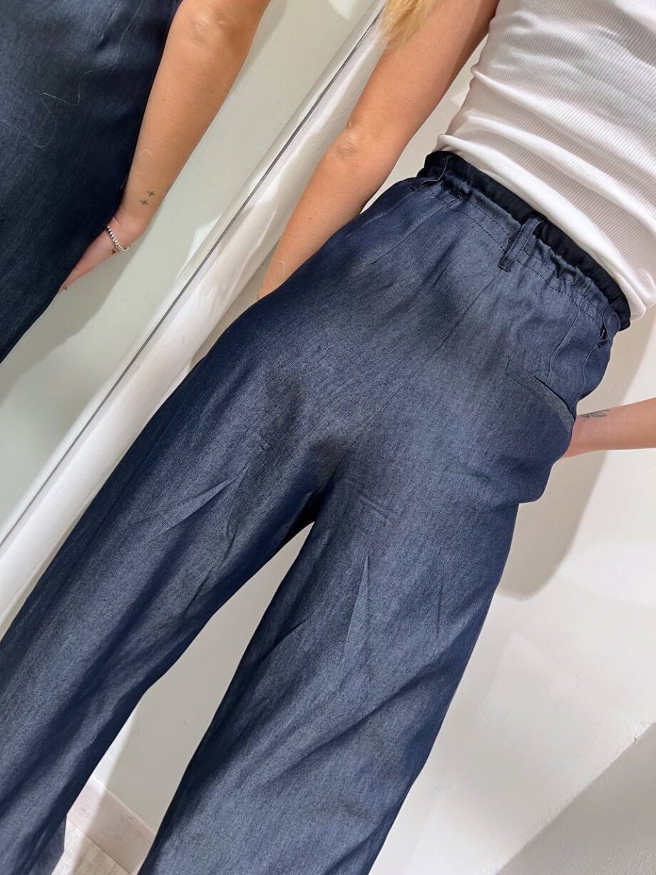 Shop Online Pantalone palazzo blu chambray Vicolo