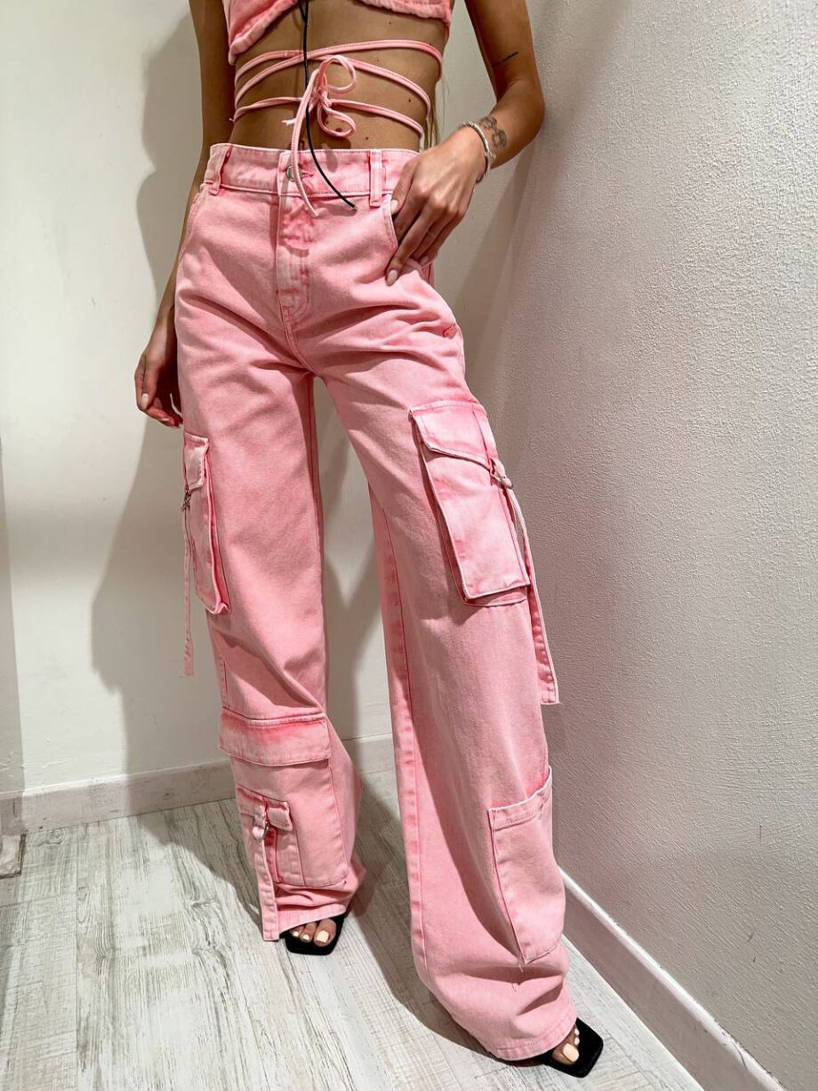 Shop Online Jeans cargo maxi tasche rosa Vicolo