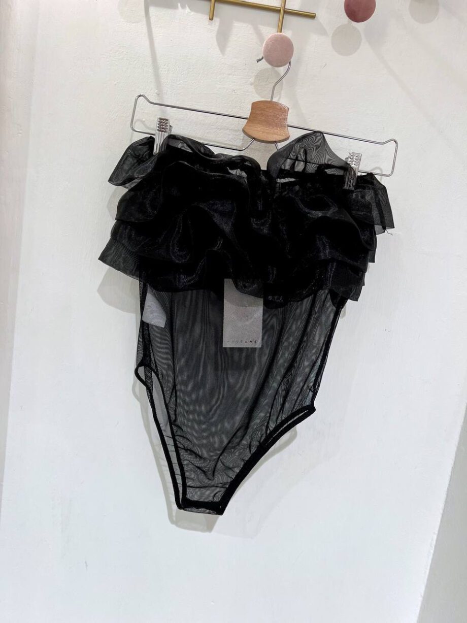 Shop Online Body in tulle nero con rouches HaveOne