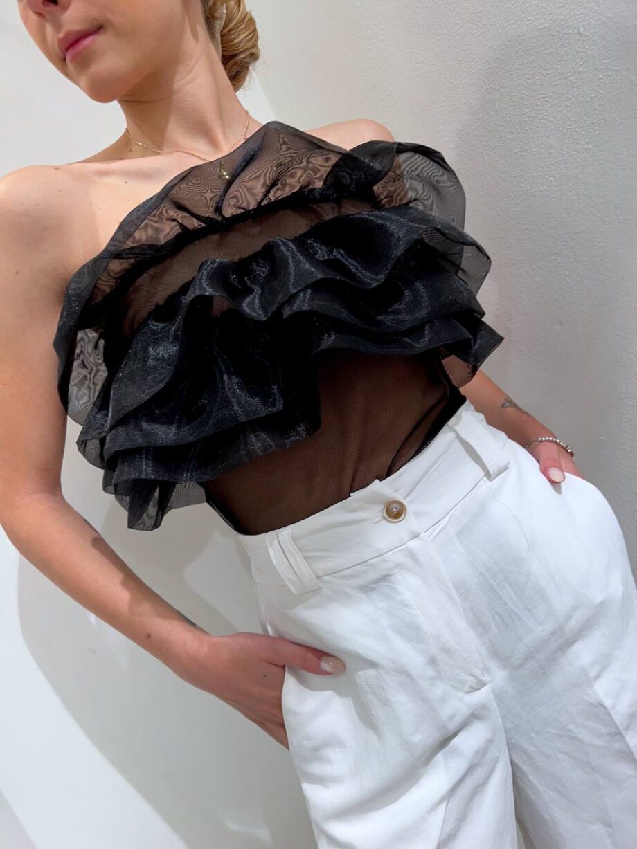 Shop Online Body in tulle nero con rouches HaveOne