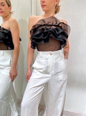 Shop Online Body in tulle nero con rouches HaveOne