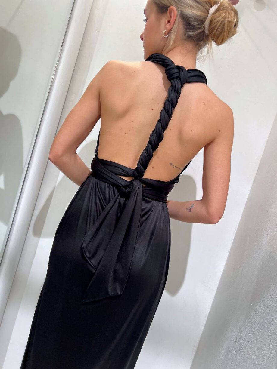 Shop Online Vestito lungo nero effetto laminato HaveOne