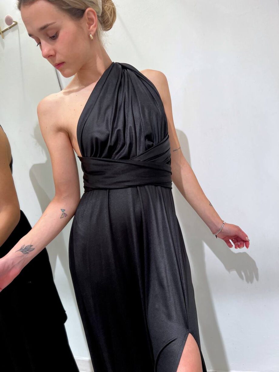Shop Online Vestito lungo nero effetto laminato HaveOne