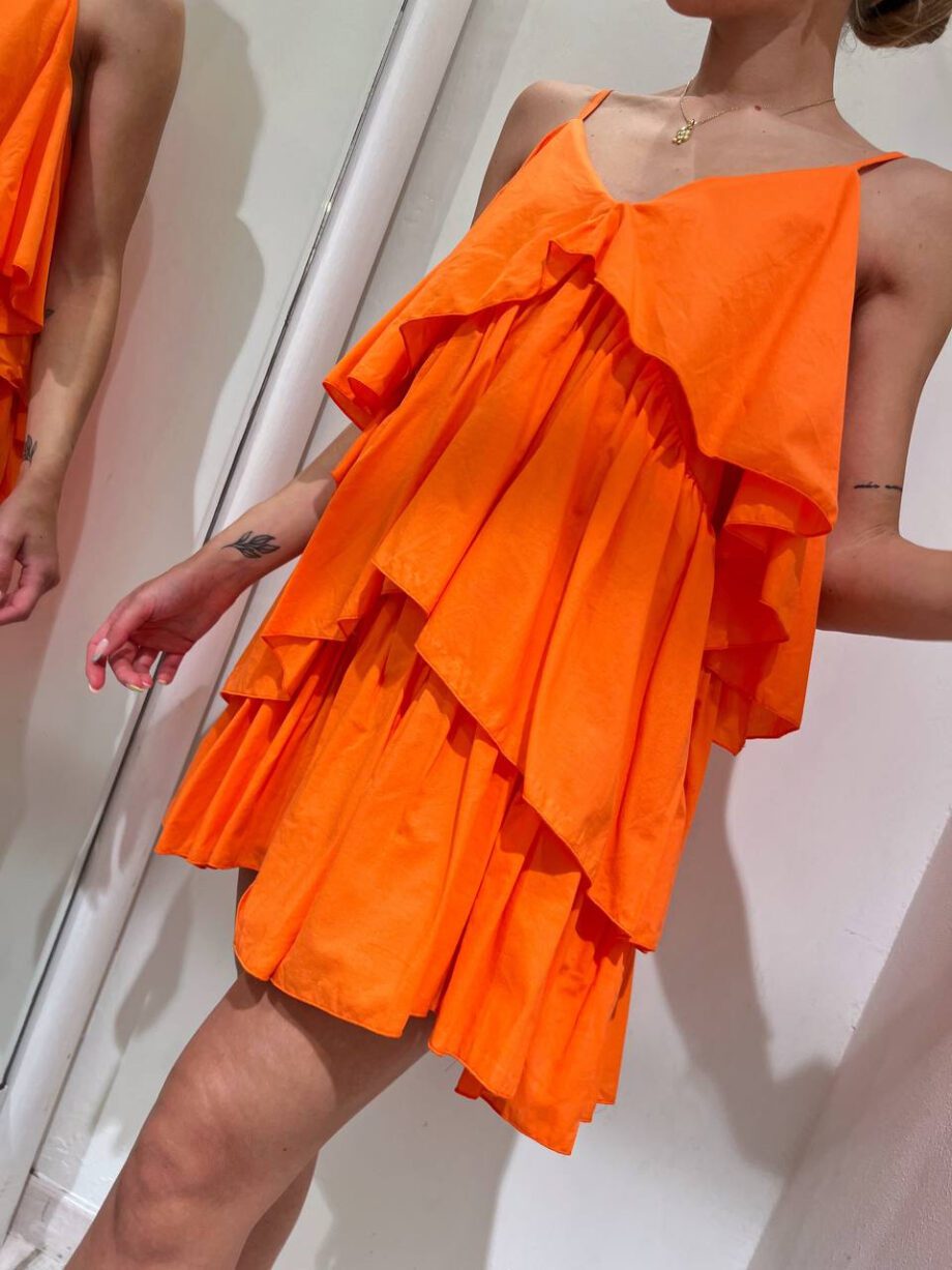 Shop Online Vestito corto arancio con balze HaveOne