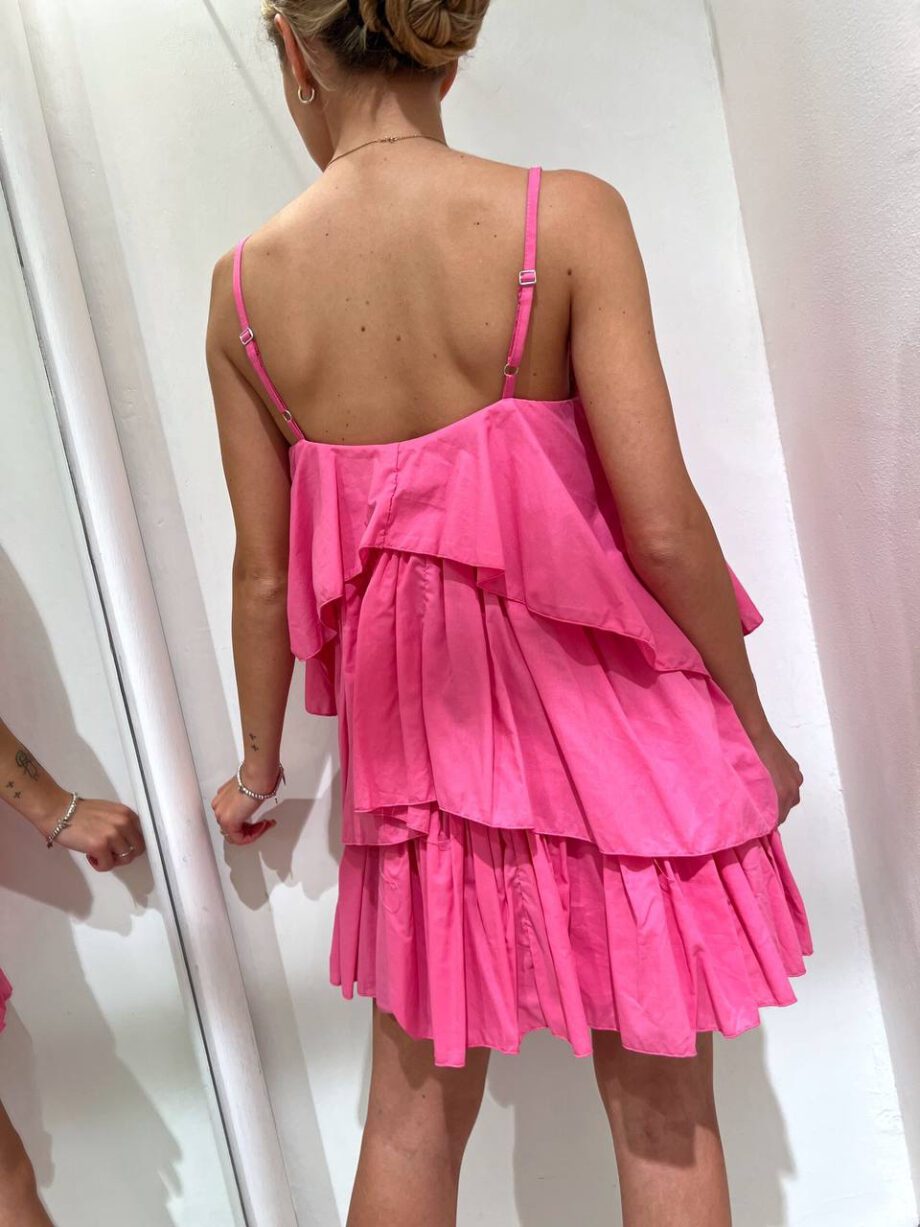 Shop Online Vestito corto rosa bubble con balze HaveOne