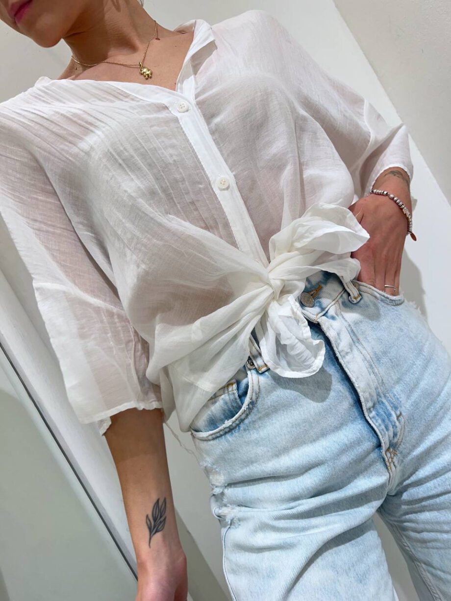 Shop Online Camicia semitrasparente corta bianca Vicolo