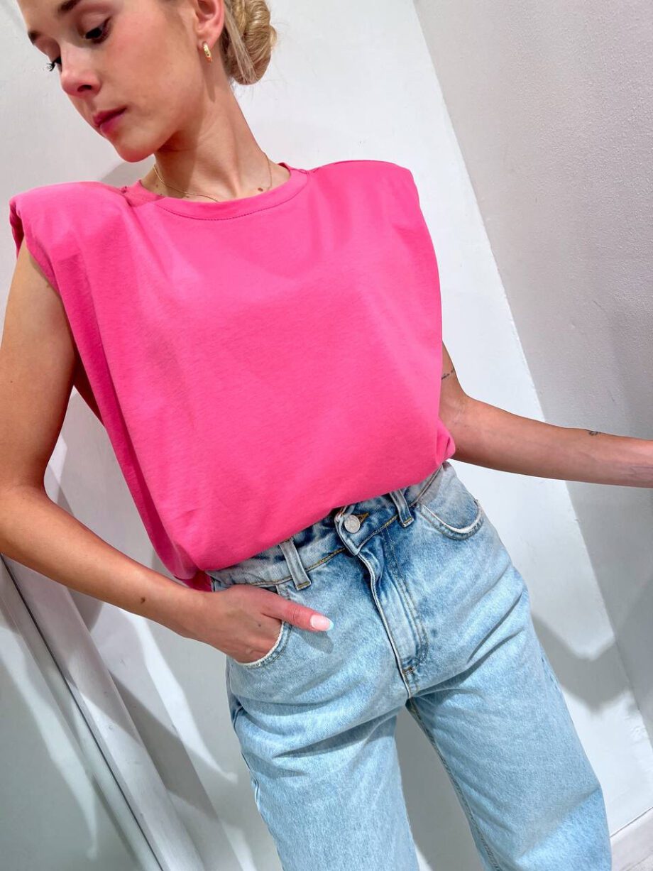 Shop Online T-shirt smanicata rosa bubble con spalline imbottite Vicolo