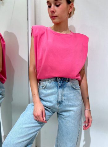 Shop Online T-shirt smanicata rosa bubble con spalline imbottite Vicolo