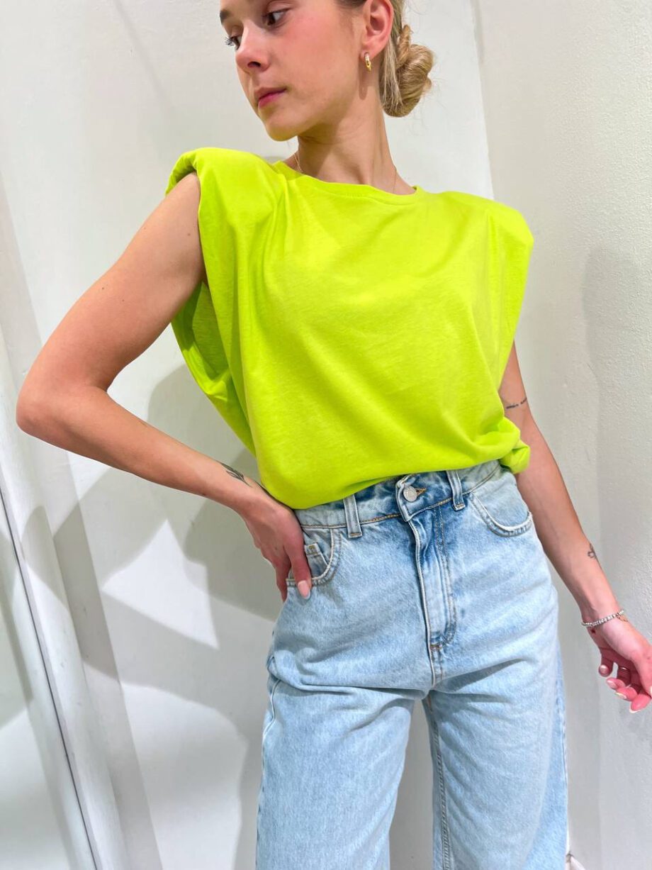 Shop Online T-shirt smanicata lime con spalline imbottite Vicolo