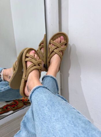 Shop Online Sandalo Bodrum slipper in corda beige Bohonomad