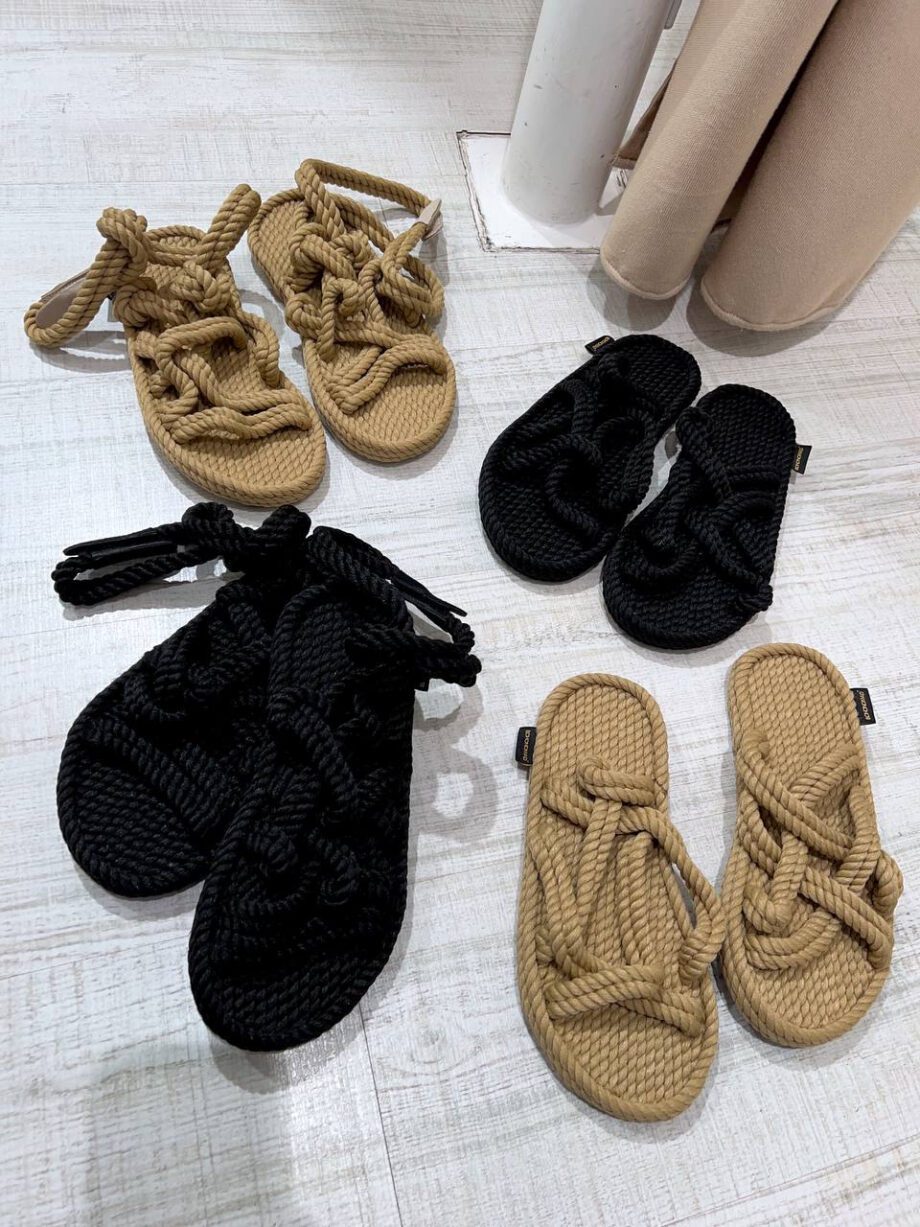 Shop Online Sandalo Bodrum slipper in corda nere Bohonomad