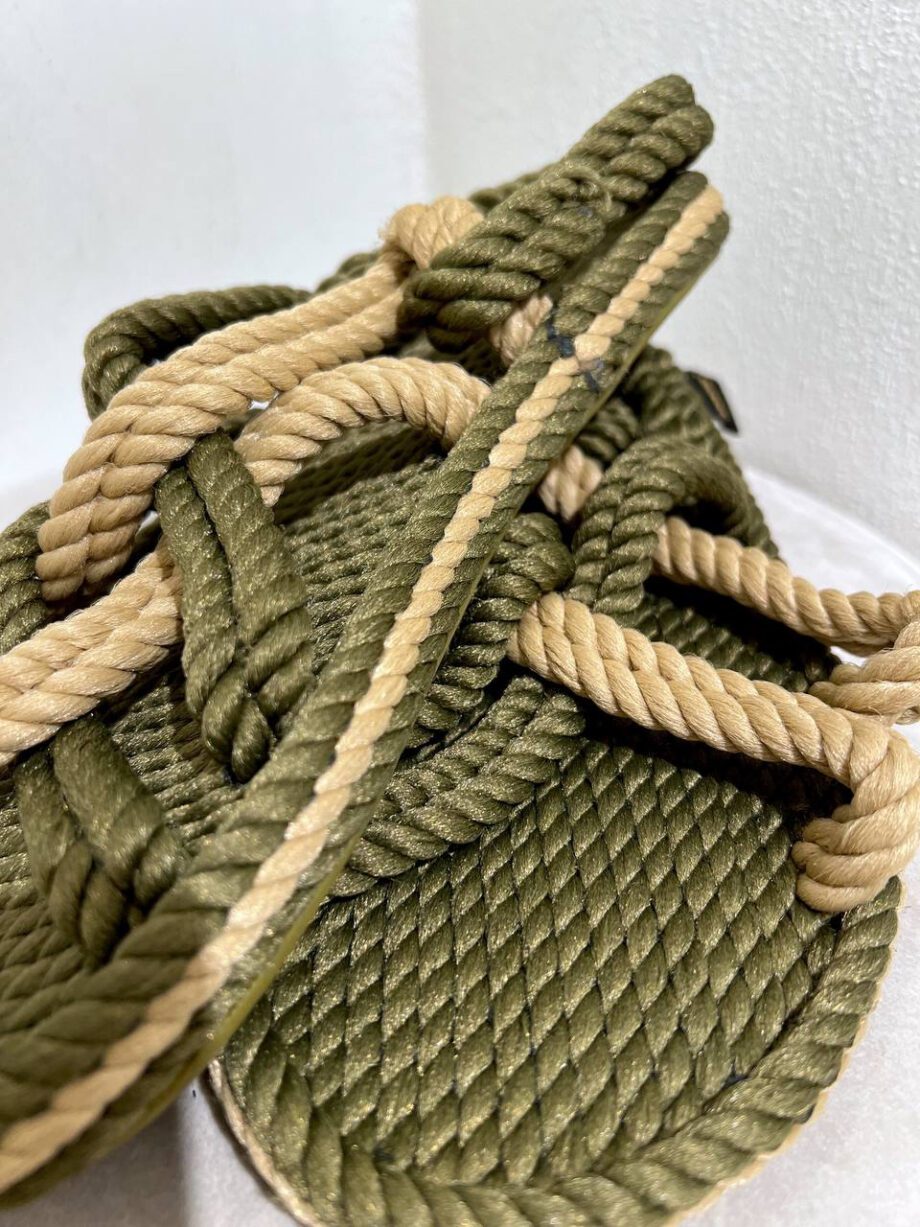 Shop Online Sandalo Bodrum in corda bicolore beige e verde militare Bohonomad