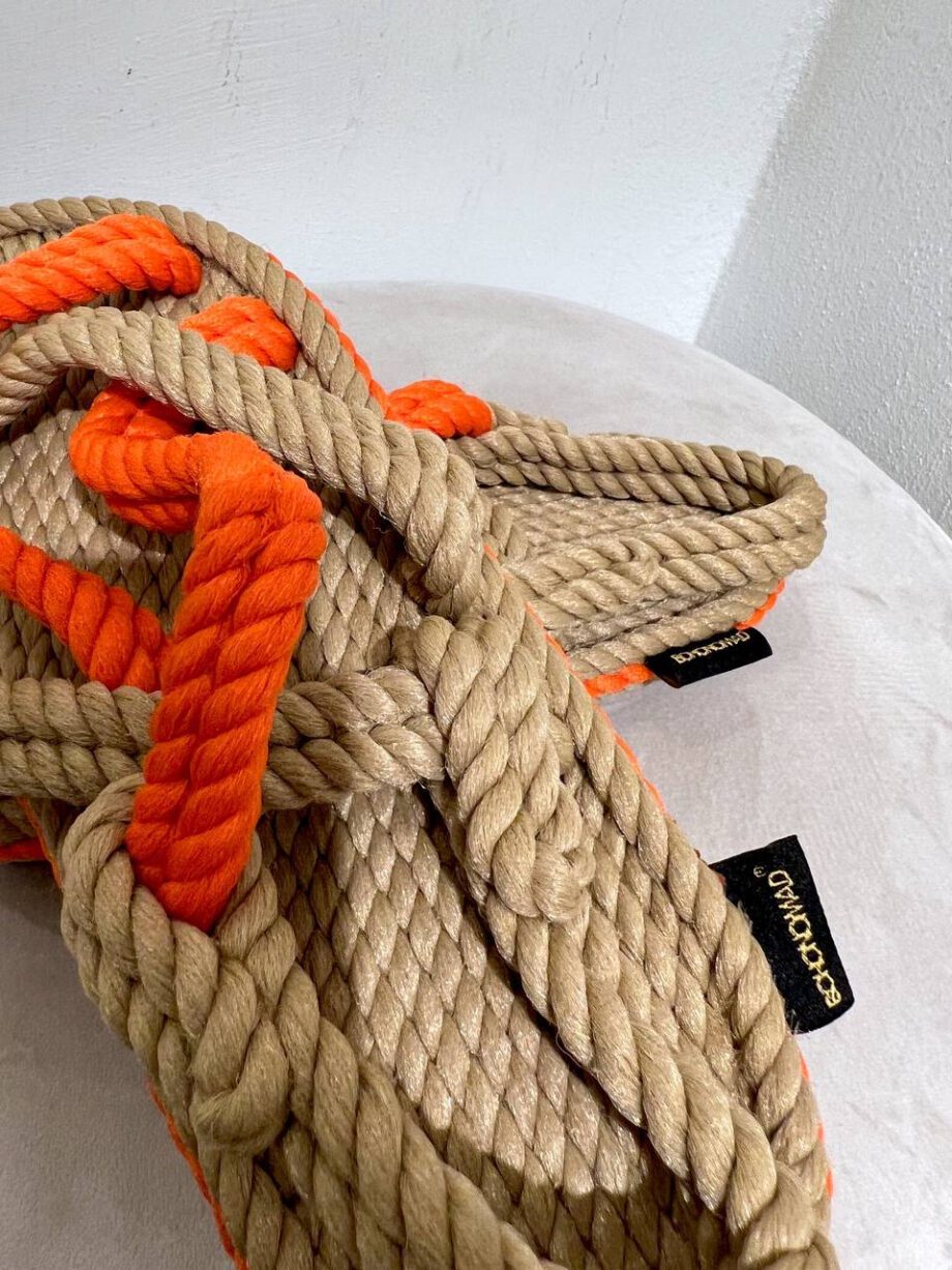 Shop Online Sandalo Bodrum in corda bicolore beige e arancio Bohonomad