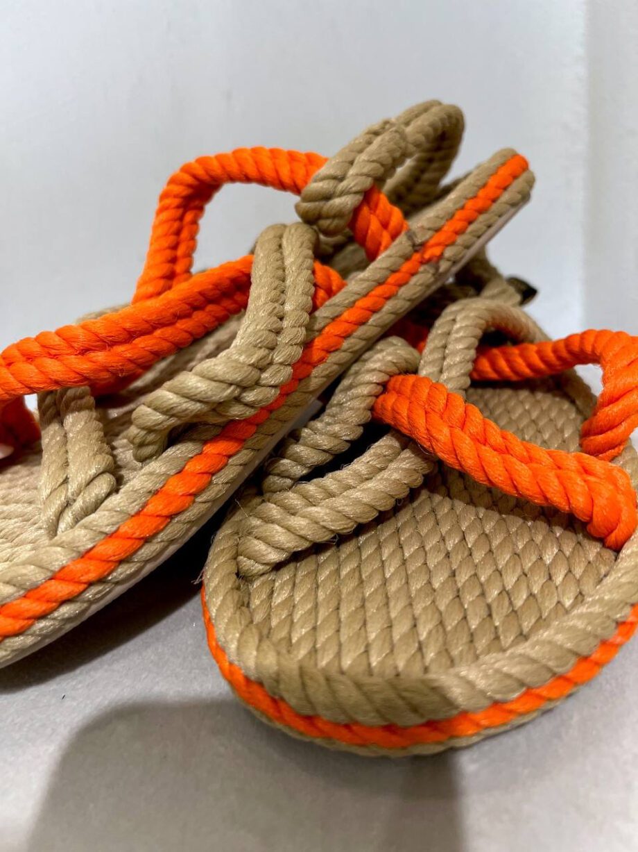 Shop Online Sandalo Bodrum in corda bicolore beige e arancio Bohonomad