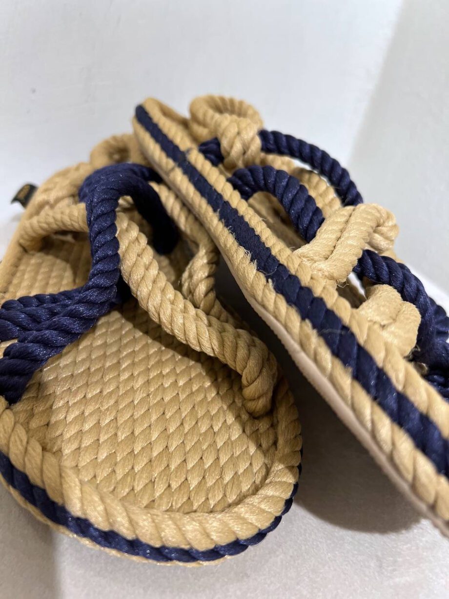 Shop Online Sandalo Bodrum in corda bicolore beige e blu Bohonomad