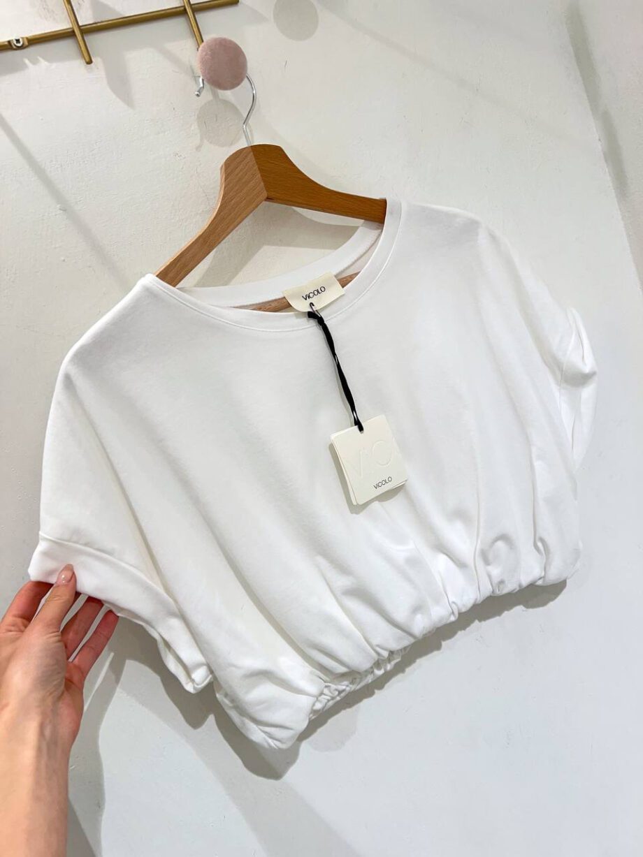 Shop Online T-shirt crop bianca arricciata Vicolo