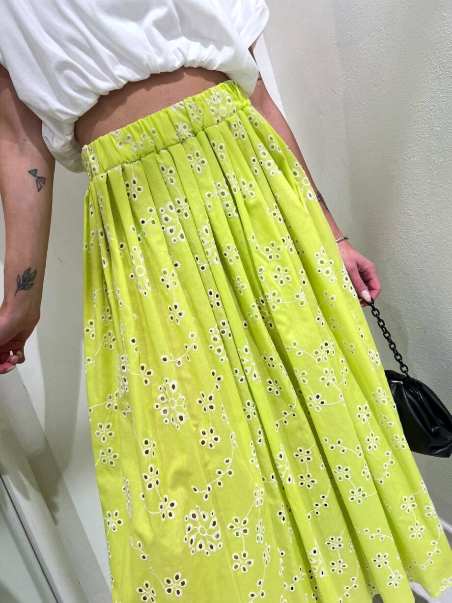 Shop Online Gonna midi Sangallo lime Vicolo