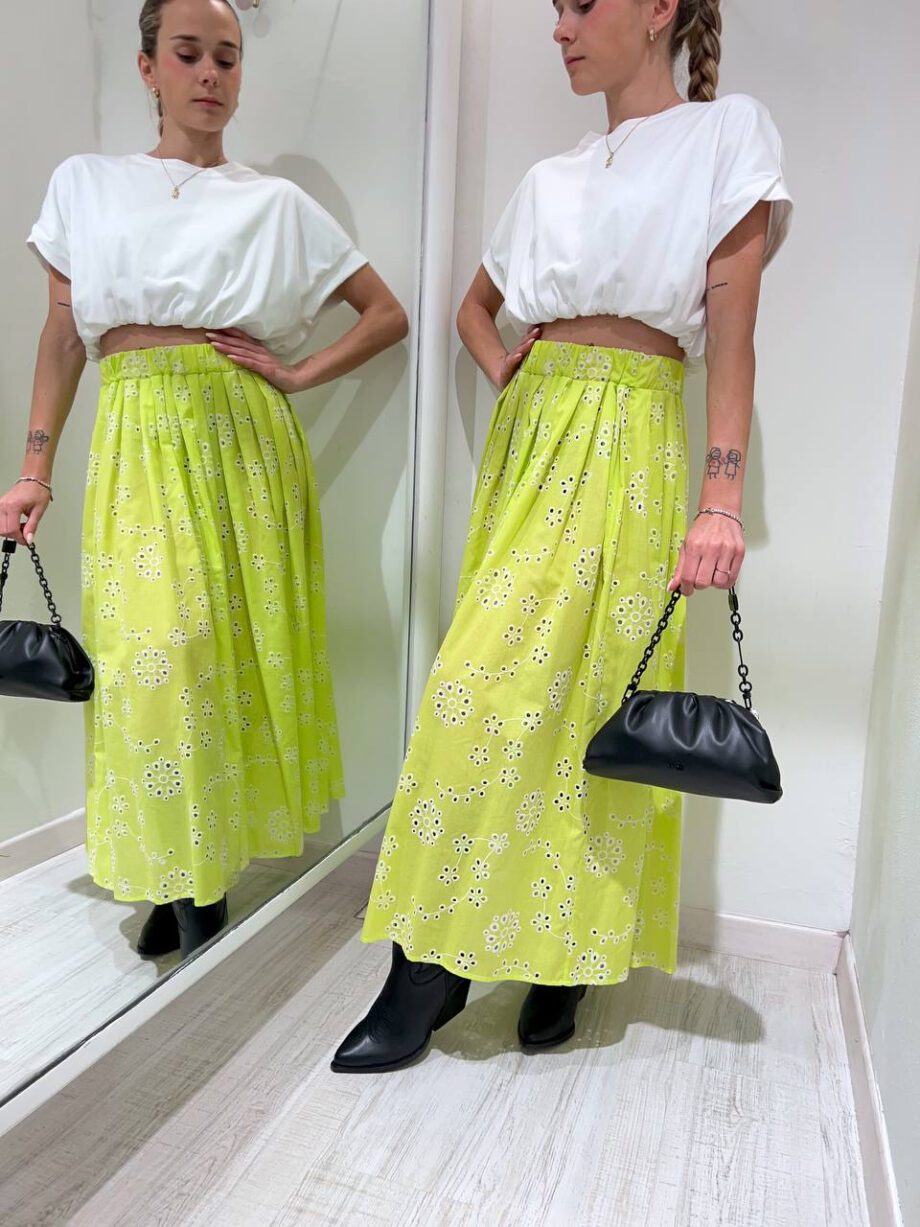 Shop Online Gonna midi Sangallo lime Vicolo