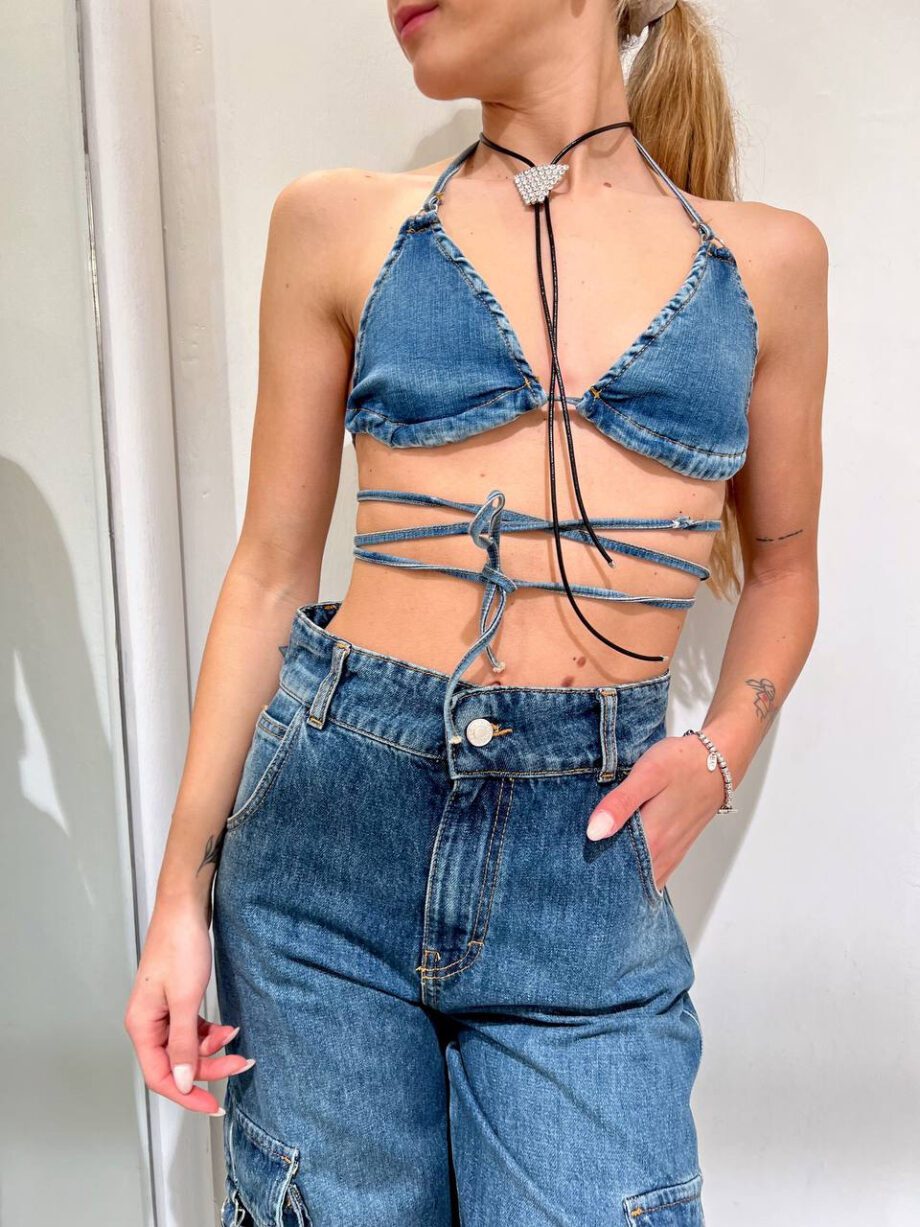 Shop Online Top triangolo denim scuro Vicolo