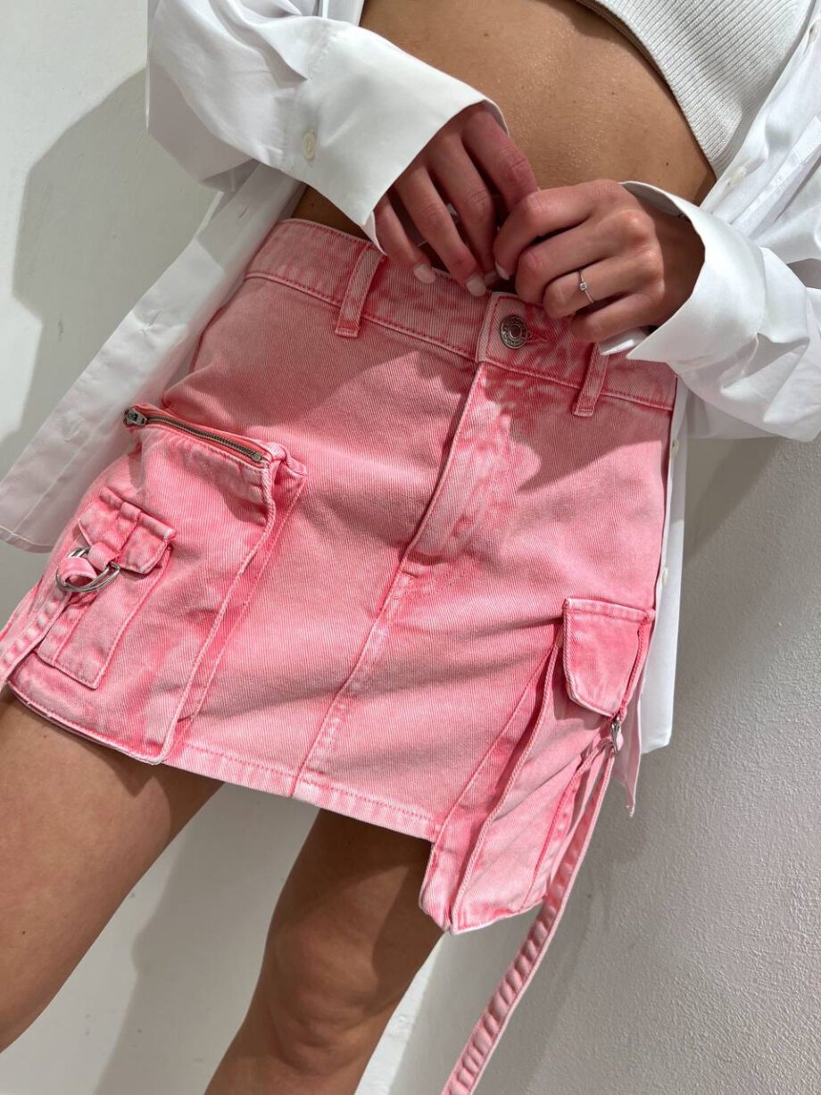 Shop Online Minigonna cargo in denim rosa Vicolo