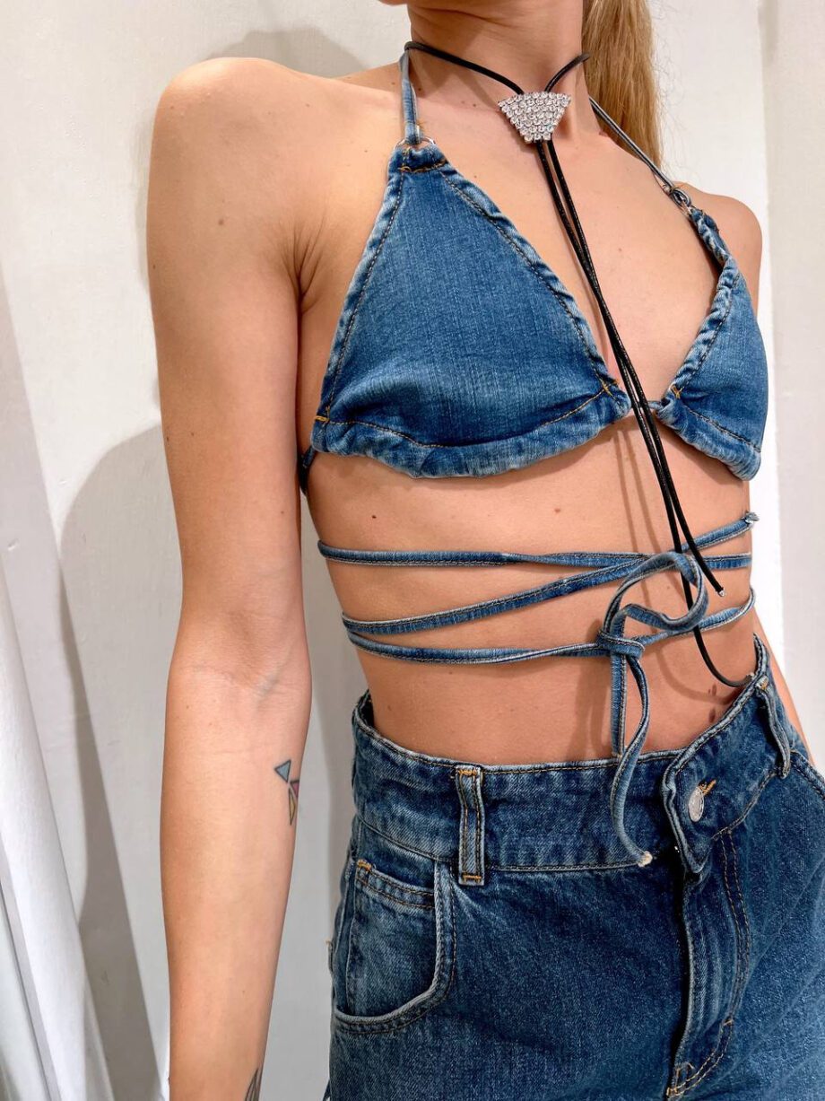 Shop Online Top triangolo denim scuro Vicolo