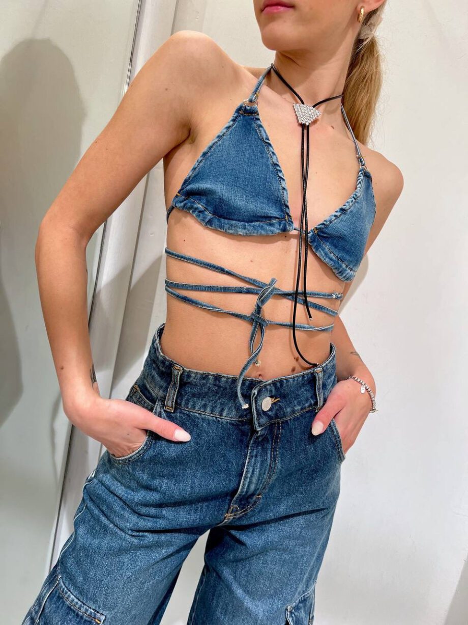 Shop Online Top triangolo denim scuro Vicolo