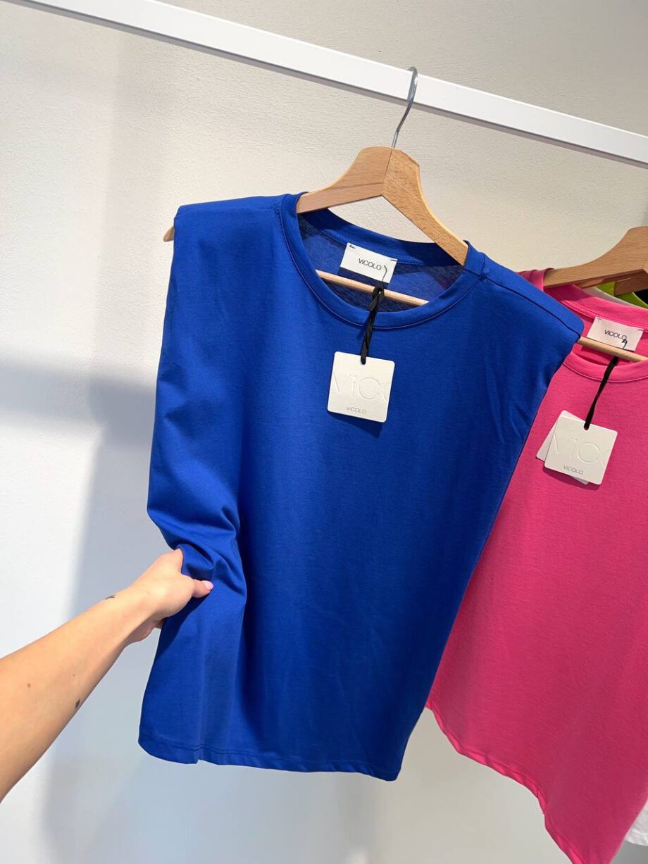 Shop Online T-shirt smanicata bluette con spalline imbottite Vicolo