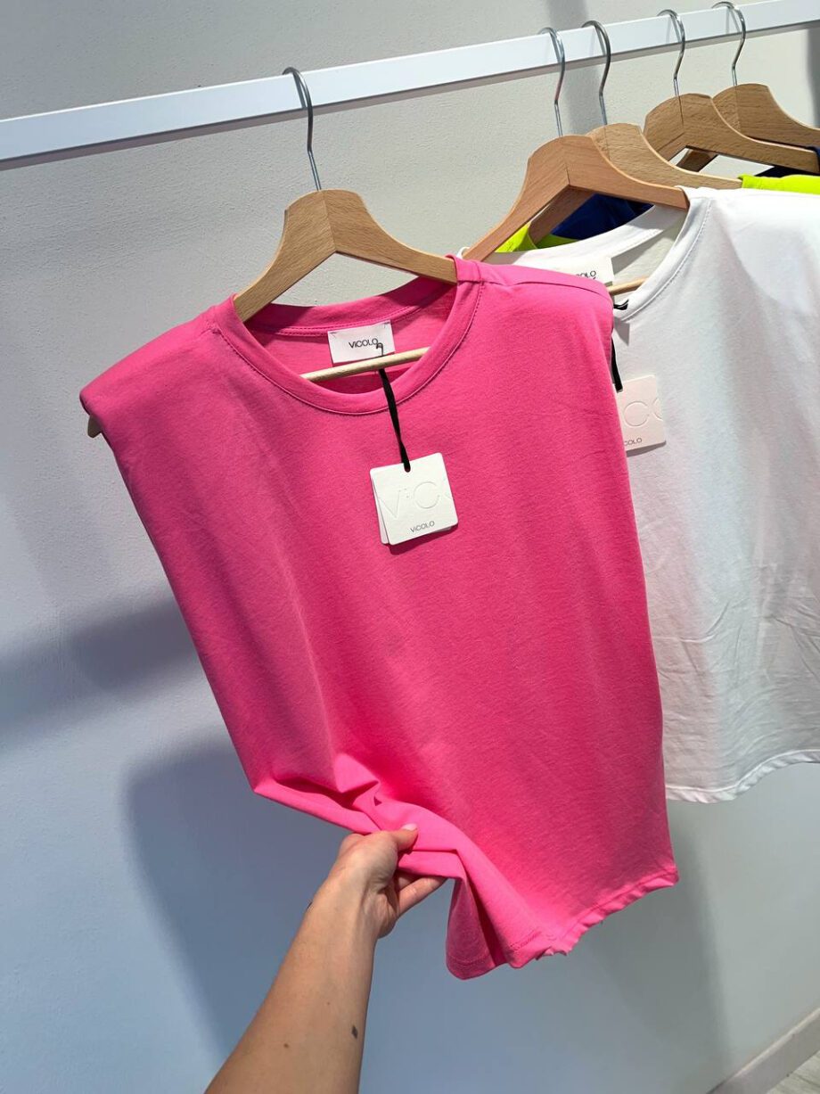 Shop Online T-shirt smanicata rosa bubble con spalline imbottite Vicolo