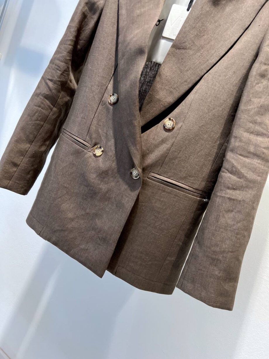 Shop Online Blazer doppiopetto tabacco in lino Vicolo