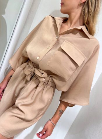 Shop Online Camicia over pipistrello beige HaveOne