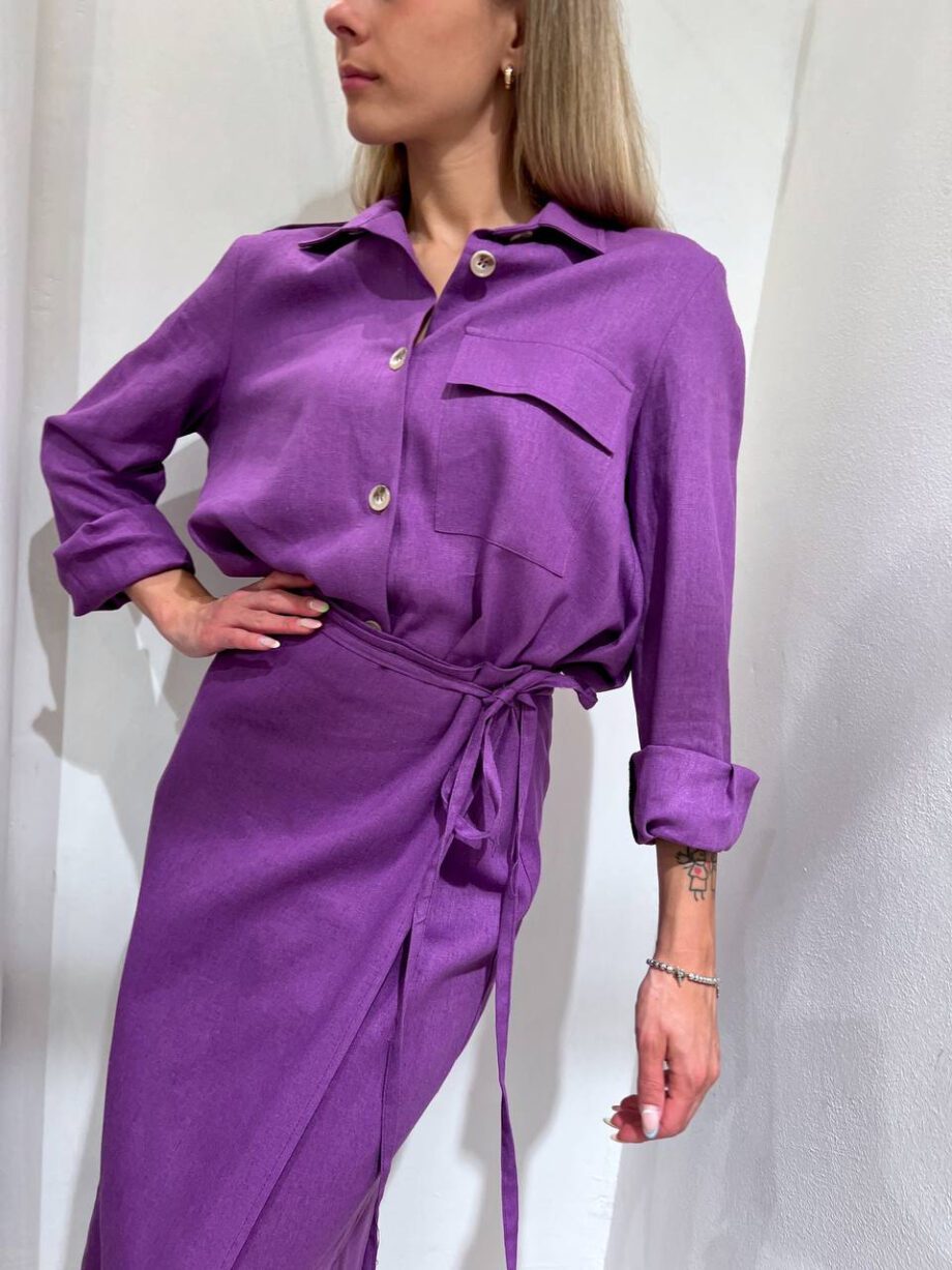 Shop Online Camicia morbida viola in lino Vicolo