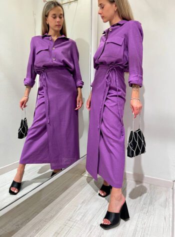 Shop Online Gonna lunga viola in lino Vicolo